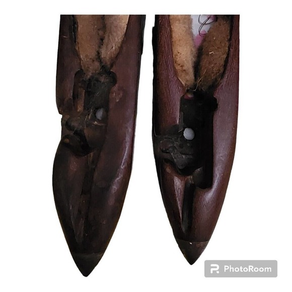 Vintage Tru Loc Wooden Boat Shuttle Dark Wood Weaving Loom Tool 16" Set of 2 - Picture 4 of 7